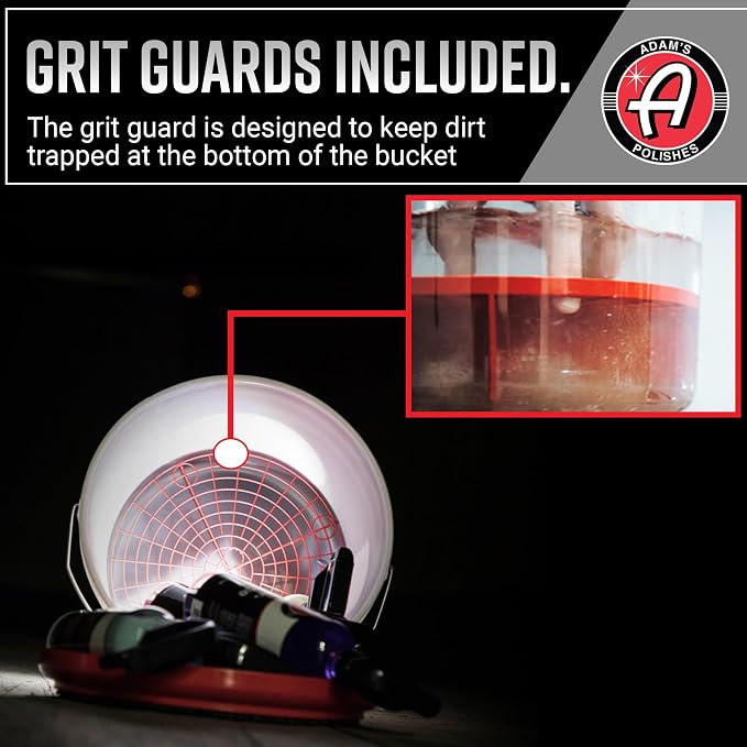 Adam's Polishes Car Wash Bucket (5 Gallon Bucket + Grit Guard + Gamma Seal Lid), Perfect Car Tool for Washing & Garage Storage, Stores Car Wash Soap, Foam Cannon, Foam Gun, Microfiber Towels & More
