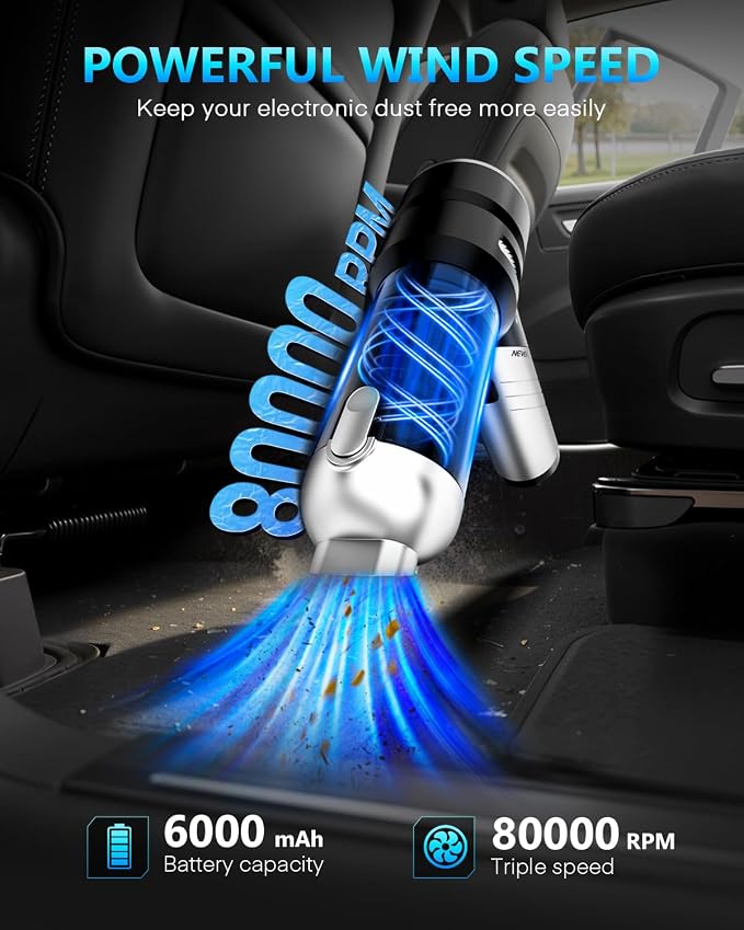 NEVERLAND Handheld Vacuum Cordless Car Vacuum - 15000PA High Power 4-in-1 Portable Foldable Small Detailing Kit, Rechargeable Hand Held Vacuum for Car Home Office