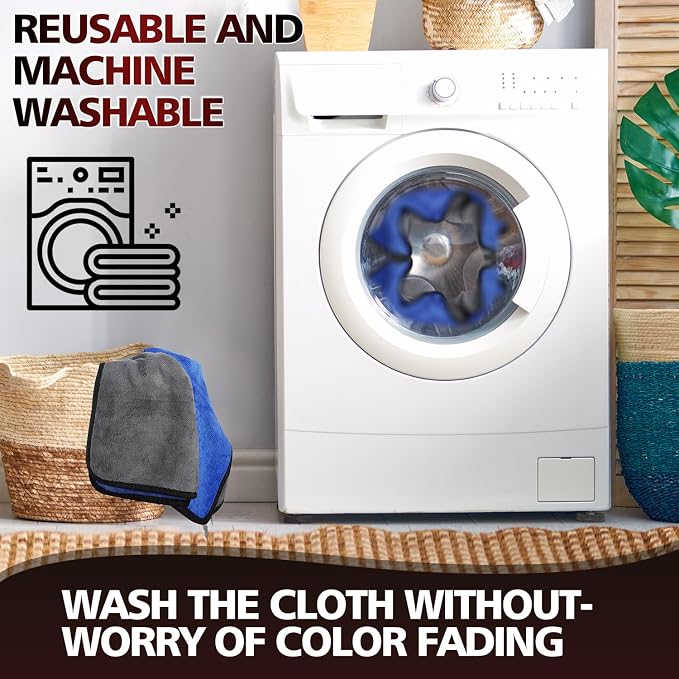 2 Pack Microfiber Cleaning Cloth, 23"x 11" Extra Large Microfiber Towels, Ultra Absorbent Car Washing Towels, Reusable Lint Free Streak Free Cleaning Rags for Car, Kitchen, and Window