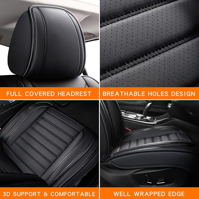 MINGBRON Car Seat Covers,Car Seat Protector Waterproof,Seat Covers Full Set, Car Seat Protectors,Automotive Seat Covers Fit for Most Cars Black