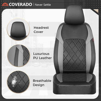 Coverado Car Seat Covers, Front Seat Covers, 2 Front Automotive Seat Cover, Mesh Breathable Seat Protectors, Universal Fit for Most Cars