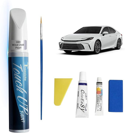 Wind Chill Pearl 089 Touch Up Paint for Toyota Exact Match, Car PaintPen Scratch Repair 2 in 1 Touch Up Paint, Car Scratch Remover for Deep Scratches Color-Matched Rapid Drying of Paint Coating