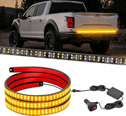 Nilight 48 Inch Truck Tailgate Strobe Light Strip Tail Emergency Bar Rear Window Warning Lamp Ultra-Bright Double Row 288 LED for Pickup Trailers Construction Vehicles Car SUV, Amber