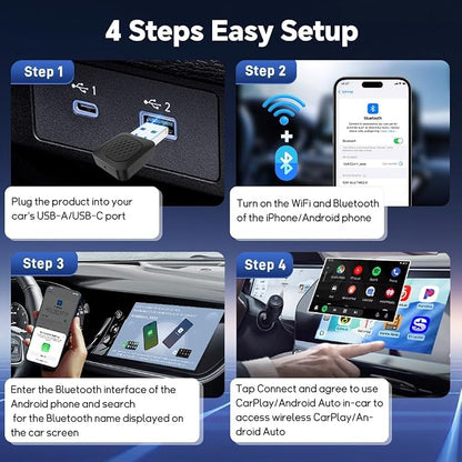Carlinkit Wireless CarPlay/Android Auto Adapter - 2026 Mini Ultra Compatible with Factory Wired CarPlay/Android Auto Car, USB-A/C Plug & Play, 5.8GHz Dongle, Auto-Connect, OTA Upgrade