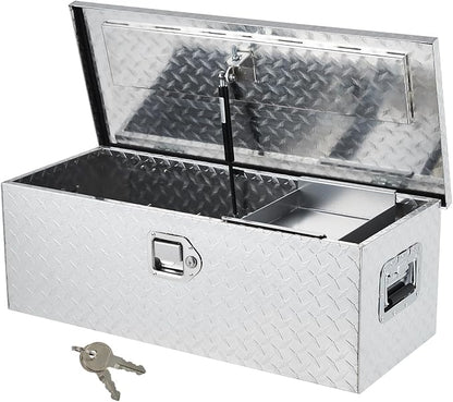 GarveeTech 30 in Aluminum Truck Tool Box, Truck Bed Storage Box with Security Lock and Wider Handles, Heavy Duty Waterproof Tool Box Organizer Chest for Pick Up Truck Rv Trailer - Silver