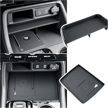 BIBIBO 2Packs for 2026 Honda Passport Console Organizer 2026 Honda Passport Center Console Organizer+Wireless Charging Mat 2026 Passport Console Insert Organizer