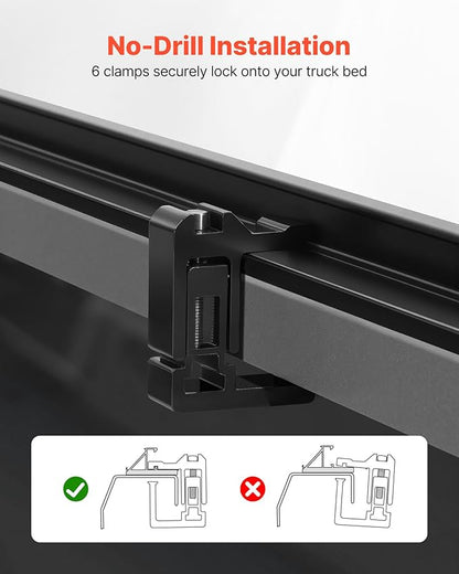 VEVOR Soft Roll-Up Truck Bed Tonneau Cover, Compatible with 2015-2026 Ford F-150, Fits 5.6 ft (5 ft 7 in/67 in) Bed, Triple-Layer Heavy-Duty PVC Tonneau Cover with Three Aluminum Alloy Support Bars