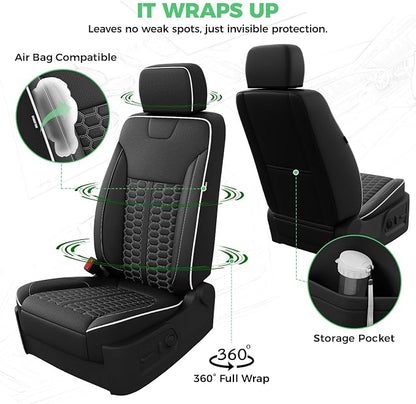 Custom Leather Seat Covers for Silverado/Sierra 1500 2019-2026, 2500HD 3500HD 2020-2026 Crew Cab Full Set with Jump Seat Cover (Armrest Storage Version Only), Truck Accessories