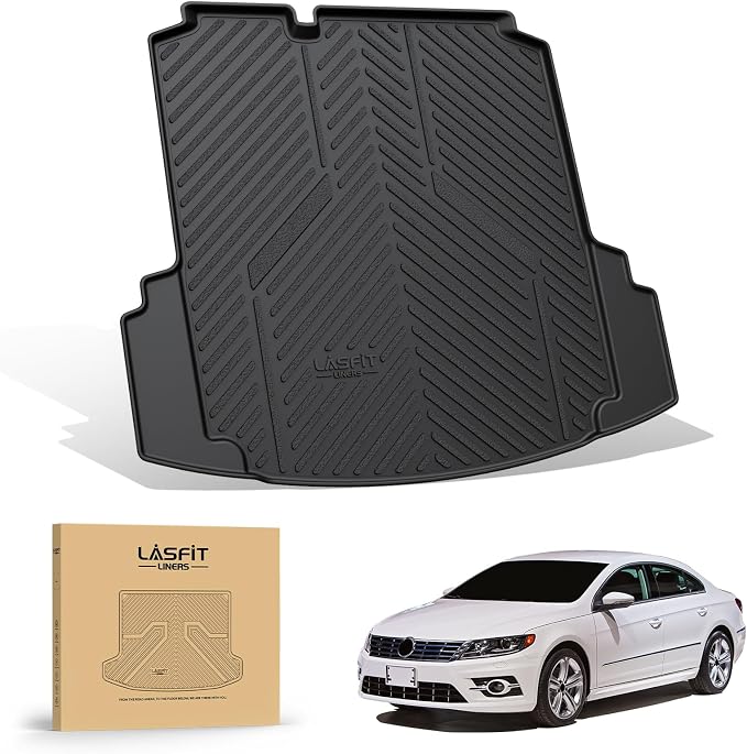 LASFIT Trunk Mat for Volkswagen Jetta 2011-2018, Custom Fit All-Weather TPE Rubber Cargo Mat for VW Jetta Accessories Trunk Liner Cargo Liner, Waterproof, Easy to Clean, Black
