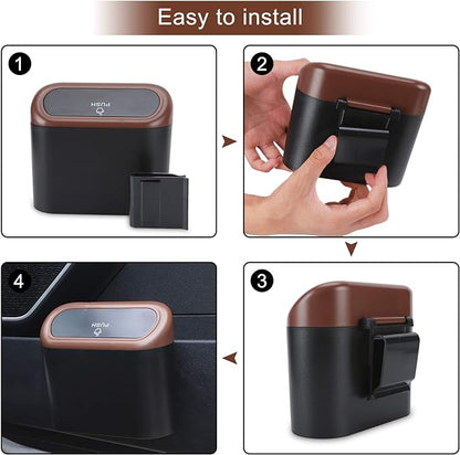 Accmor Car Trash Can with Lid, Leakproof Vehicle Trash Bin Auto Dustbin Organizer, Waterproof Mini Garbage Bin Trash Container with Garbage Bag for Automotive Car, Home, Office, Kitchen