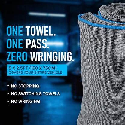 Rapid Dry Towels Original 2.0 Microfiber Car Drying Towel | 150 x 75cm | Extra Large Channel Weave Drying Cloth | Ultra Absorbent, Scratch-Free, Auto Detailing Towel for Cars SUVs Trucks & Boats