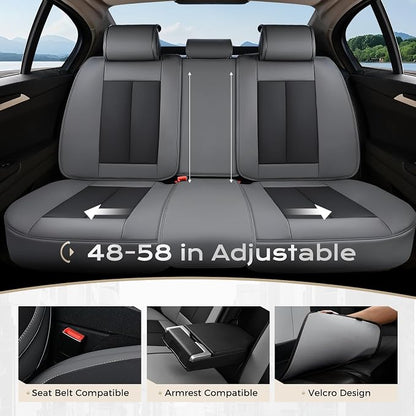 Coverado Seat Covers, Car Seat Covers Full Set, Leather Seat Covers for Cars, Car Seat Protector, Gray Car Seat Covers Front Seats and Back Seats Universal Fit for Most Cars Black