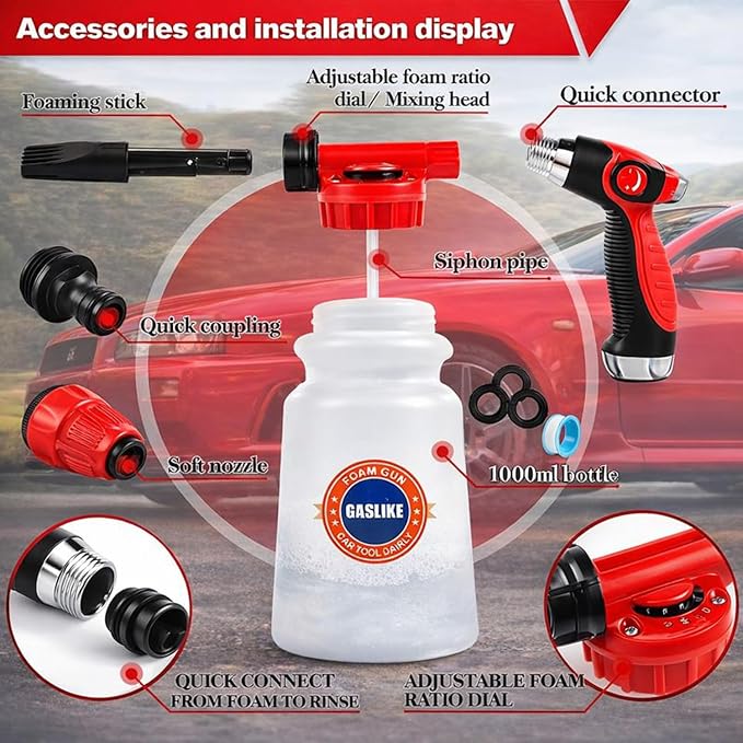 63PCS Car Wash Cleaning Kit,Car Wash Brush with Long Handle,Car Detailing Kit with Foam Gun,Car Cleaning Supplies,Handheld Vacuum, Car Detailing Kit (63PCS)
