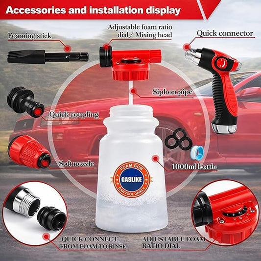 63PCS Car Wash Cleaning Kit,Car Wash Brush with Long Handle,Car Detailing Kit with Foam Gun,Car Cleaning Supplies,Handheld Vacuum, Car Detailing Kit (62PCS)