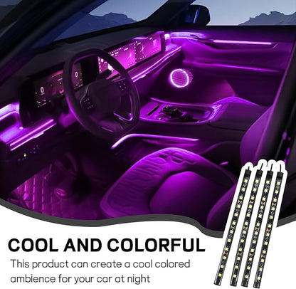 Car LED Strip Light, 12V 48 LED Interior Atmosphere Lights Under Dash Ambient Night Light, Universal Auto Interior Decorative Lamp with USB Port, Truck SUV Car Accessories (Pink Purple, USB)