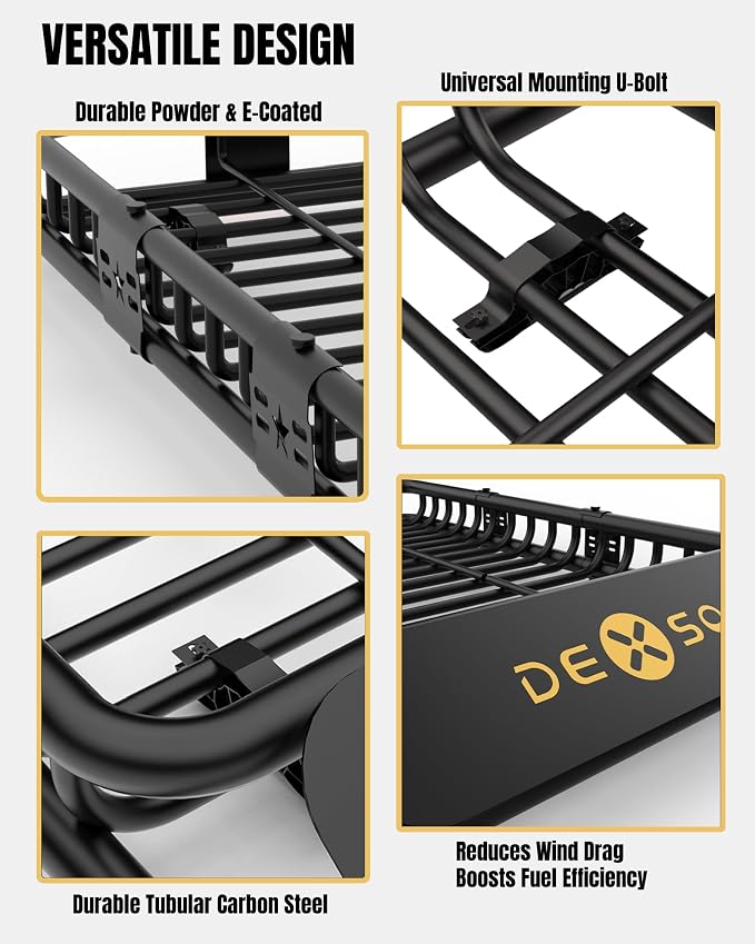 46" x 36" Universal Roof Rack Basket, 200 Lbs Capacity Rooftop Cargo Carrier Basket with 15 Cubic Feet (44" x 34" x 17") Waterproof Luggage Bag, for Suvs, Trucks, Vehiclesor Suvs, Trucks, Vehicles