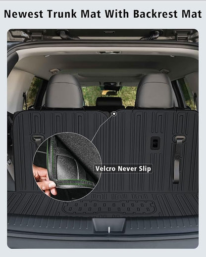 Floor Mats Custom Fit for Kia Sorento 2021-2025 2026 6&7 Seats (Not for Hybrid) Trunk Mat with Backrest Mat All Weather TPE Rubber Cargo Liner Back Seat Protector Full Set for Sorento Accessories