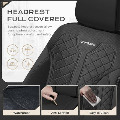 Coverado Black Front Seat Covers, Automotive Seat Covers 2 Seats, Mesh Car Protectors 2-Pack, Auto Seat Covers Spill-Proof Design Universal Fit for SUV, Vans, Sedan, Truck