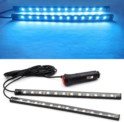 Ambient Lighting Car 2PCS Under Glow Kit with Cigarette Lighter, 12V Underglow Led Lights Car LED Interior Light DRL Daylight Strip Waterproof Driving Fog Lamp RGB Atmosphere Lights (Blue)