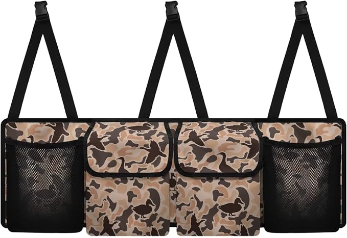 Duck Hunting Car Backseat Organizer Hanging Cars Storage Organizer with 4 Pocekts Space Saving Hanging Automotive Back Seat Organizers Storage Bag for Cars SUV Sedans