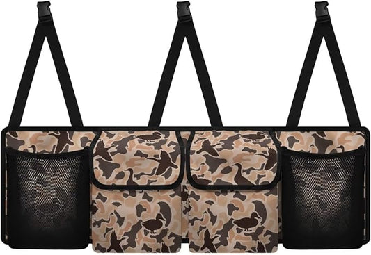 Duck Hunting Car Backseat Organizer Hanging Cars Storage Organizer with 4 Pocekts Space Saving Hanging Automotive Back Seat Organizers Storage Bag for Cars SUV Sedans