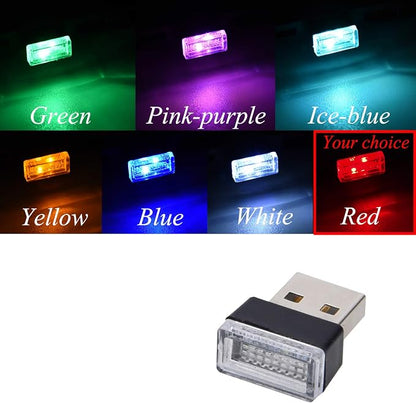 Febrytold 2 Pcs Red Universal Mini USB LED Car Interior Ambient Atmosphere Lights for Car Interior Trunk Ambient Atmosphere