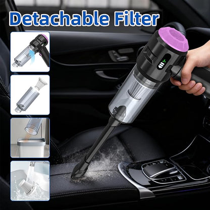 Sycoodeal Handheld Car Vacuum Cleaner, 25000PA Strong Cyclonic Suction Portable Mini Vacuum Cordless with Digital Display Lightweight Handheld for Pet Hair, Car, Home, Office, Kitchen (Purple)