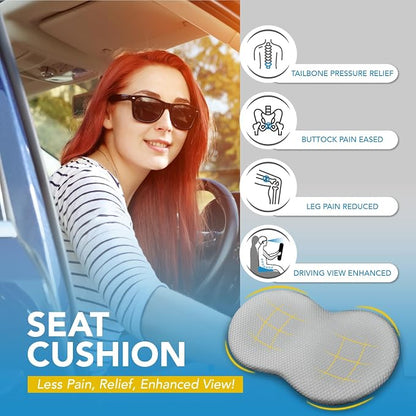 kingphenix Wedge Car Seat Cushion: Memory Foam Truck Seat Cushion for Car Seat Driver - Sciatica and Back Pain Relief - Enhancing Driving Comfort -Gray