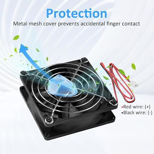80mm 3.15inch 8025 12V DC High-Performance 2-Pin XH2.54 Cooling Fan for PC Power Supply/Electronics Cooling 2-Pack