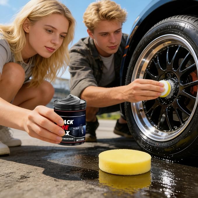 Car Tire Wax, Automotive Tyre Nourishing, Auto Wheel Coating Paste, for Mechanics Drivers Detailers Groomers Modifiers Racers Restorers Trucks SUVs RVs Sedans Garages Shops