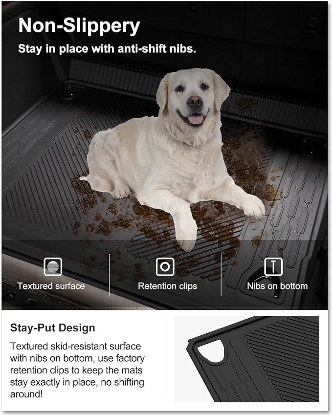 KIWI MASTER Cargo Mat for 2021-2026 Ford Bronco 4-Door, OEM Replacement M2DZ-58047A74-BA, Custom Fit All Weather Rear Cargo Liner, Heavy Duty TPE Tray Trunk Mat, Black