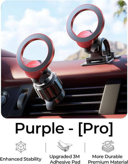 LISEN for MagSafe Car Mount,Car Accessories for Women Men [2025 Ultra] Magnetic Phone Holder for Car 360 Dashboard Vent Phone Mount for Car Organization iPhone 16 15 14 13 12 Pro Plus Mini,Red