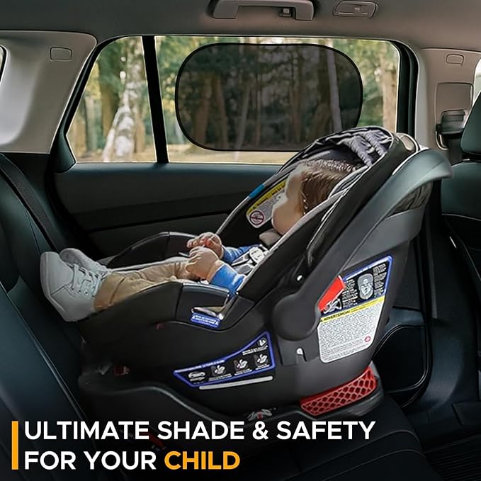 EcoNour Car Window Shades for Baby (4 Pack) | Protects Baby from Window Sun & Heat | Sun Shade Side Windows for Kids | Automotive Sun Protection from UV | Child Safety Accessories | Medium - 20"x12"