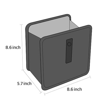 KMMOTORS Jopps Car Trash Can – Compact Foldable Bin with Strap, PU Leather & Oxford, Waterproof, Space-Saving, Simple Modern Design, Mounts on Headrest, Console, Gear Shift (Medium, Gray)