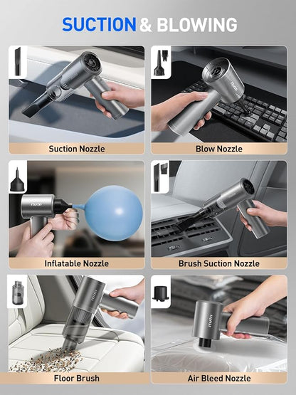 Mini Car Vacuum, 12000PA Powerful Suction, Portable Vacuum for Car, Handheld Cordless Small Vacuum Cleaner & Air Duster for Home, Desk,PC, Keyboard