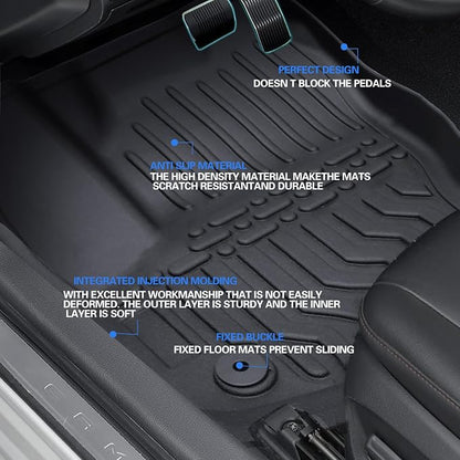 All Weather Rubber Floor Mats Compatible with 2013-2019 Ford Escape & 2013-2018 C-Max, 3Pcs Car Automotive Floor Mats & Cargo Liners Black (2013-2019 Escape & C-Max)