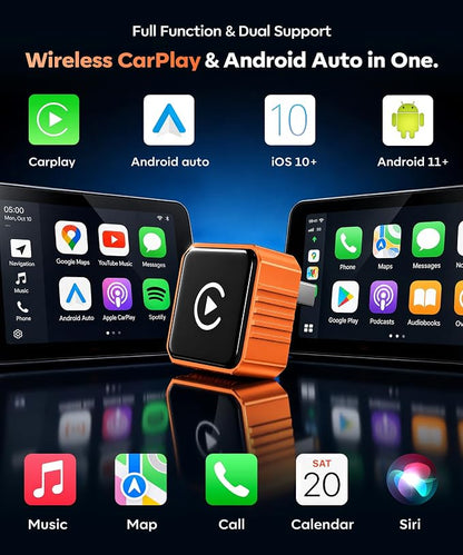Beyn Wireless CarPlay Adapter for iPhone & Android - Convert Wired to Wireless CarPlay & Android Auto - Dual-Band Zero Latency for iOS 10+ & Android 11+, Fits 2016+ Wired Cars