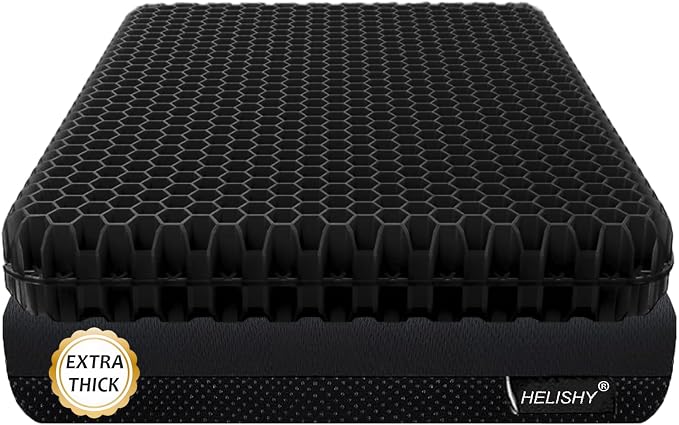Gel Seat Cushion for Long Sitting Pressure Relief(Extra Thick＆Soft) -Wheelchair Cushion for Pressure Sores - Coccyx, Sciatica & Tailbone Pain Relief Cushion- Non-Slip Butt Pillow for Office,Home,Car