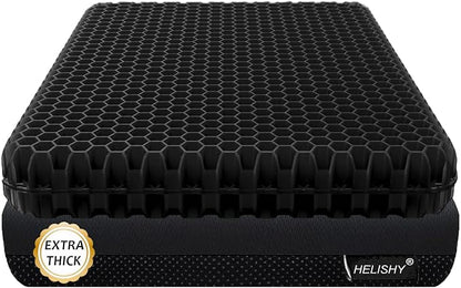 Gel Seat Cushion for Long Sitting Pressure Relief(Extra Thick＆Soft) -Wheelchair Cushion for Pressure Sores - Coccyx, Sciatica & Tailbone Pain Relief Cushion- Non-Slip Butt Pillow for Office,Home,Car