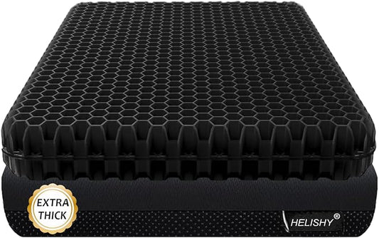 Gel Seat Cushion for Long Sitting Pressure Relief(Extra Thick＆Soft) -Wheelchair Cushion for Pressure Sores - Coccyx, Sciatica & Tailbone Pain Relief Cushion- Non-Slip Butt Pillow for Office,Home,Car