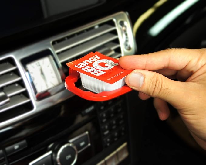 Saucemoto Dip Clip | an in-car Sauce Holder for Ketchup and Dipping sauces. As seen on Shark Tank (6 Pack Assortment, Black, Red, Gray)
