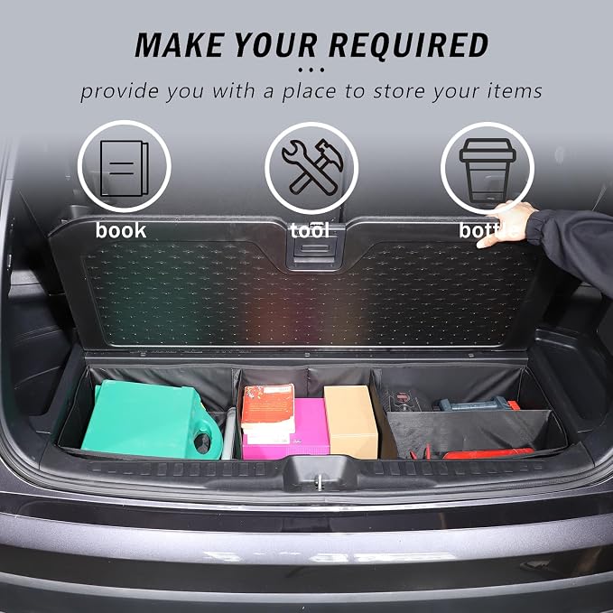Trunk Organizer Compatible with Honda Pilot 2016-2022, Portable Foldable Large Capacity Cargo Storage Box with 4 Compartments, Oxford Cloth Material