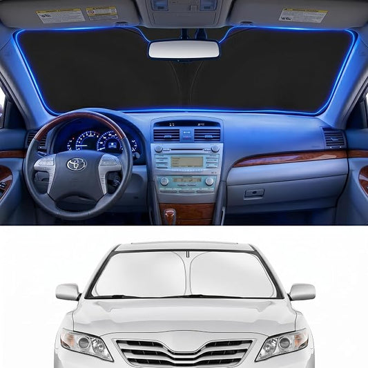 Windshield Sun Shade Sunshade for Toyota Camry 2007-2011 | Custom Fit Windshield Cover, Blocks UV Rays, Double-Layer Heat Shield, Durable Frame, Easy Fold & Storage