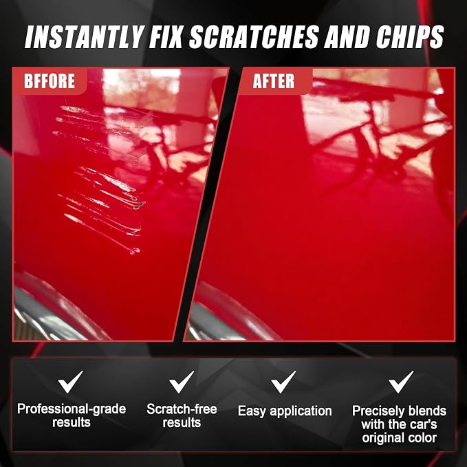 Touch Up Paint for Cars (Ultra Red PR01), Compatible with Tesla Model Y/3/S/X, 0.4 fl oz Color Accurate 2-in-1 Car Paint Scratch Repair Pen, Professional Grade, Fast-Drying & Long-Lasting