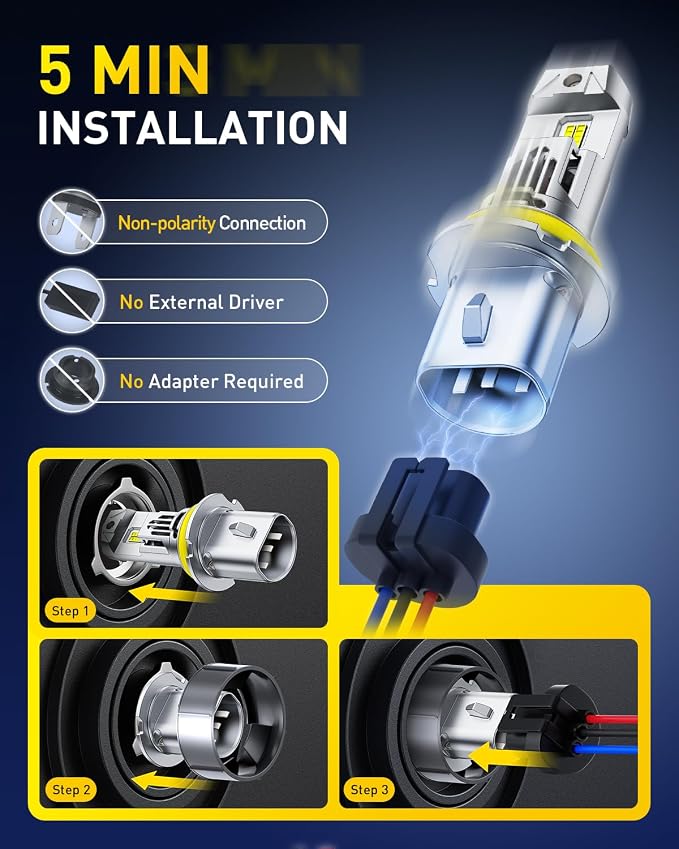 AUXITO 9007 Bulb HB5 Bulbs, 80000LM Brighter Ultra-Bright, Plug N Play, Long Lifespan, No Flicker, 99% Compatibility, 2PCS