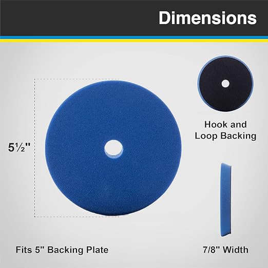 SDO Blue Foam Heavy Polishing Pad (2 Pack 5.5”) - Premium Standard Duty Orbital Polishing Pads for Painted Surfaces. (Fits 5" backing plate.)