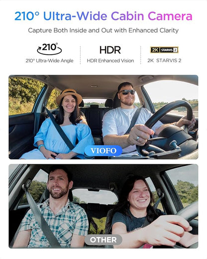 VIOFO A329S 4K 3 Channel Dash Cam, 4K Front + 2K Cabin Fisheye (210°) + 2K Rear, Power Saving Parking Mode, Wi-Fi 6 App Control, All-Channel STARVIS 2 Sensors, Supports up to 4TB SSD Storage