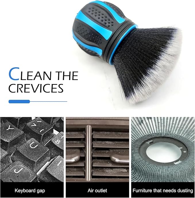 1 PC Car Detail Brush, Spherical Ultra Soft Detailing Brush, Spherical Detail Brush with Storage Rack, Universal Car Cleaning Tools, for Most Cars, Trucks, SUVs (Blue)