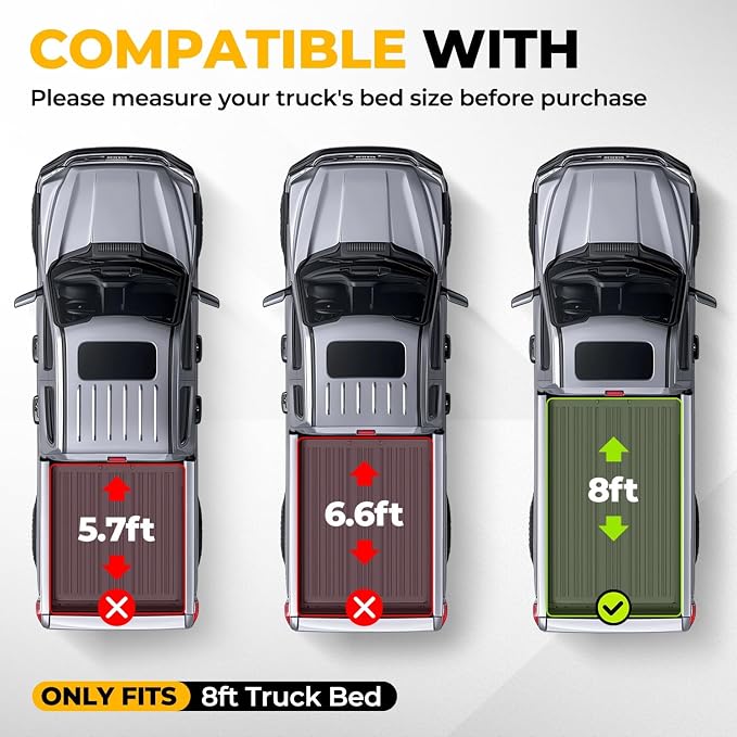 Auto Dynasty Soft Tri-Fold Truck Bed Tonneau Cover Compatible with 2007-2014 Chevy Silverado GMC Sierra 1500 2500 3500 & HD 8Ft Fleetside/Styleside Bed Without Bed Rail System, Matte Black