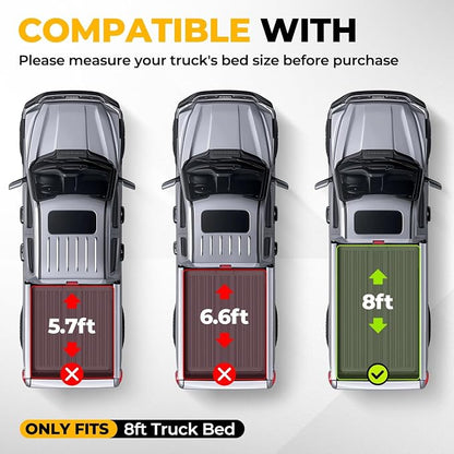 Auto Dynasty Soft Tri-Fold Truck Bed Tonneau Cover Compatible with 2007-2014 Chevy Silverado GMC Sierra 1500 2500 3500 & HD 8Ft Fleetside/Styleside Bed Without Bed Rail System, Matte Black